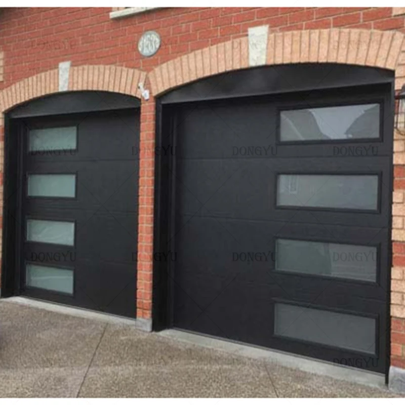 Smart Electric Remote Control Motor Sectional Panel Roll up  Wood Grain Galvanized Steel Carport Garage Door