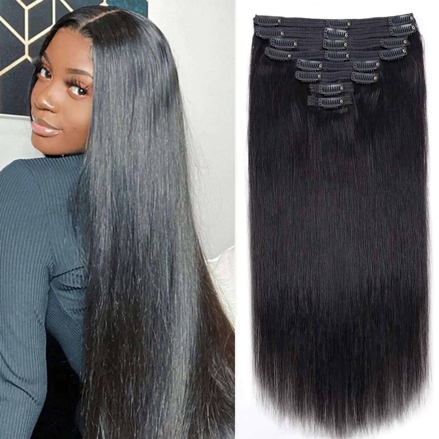 Clip In Echthaar Extensions Glatt Natürlich Hochwertig Seamless_voghion.com