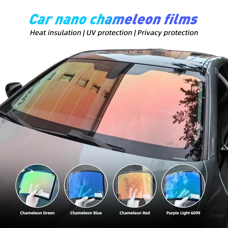 Película Tinte Solar Azul Camaleón Para Ventanas De Coche - 77% VLT - Protección Anti-UV - Material PET