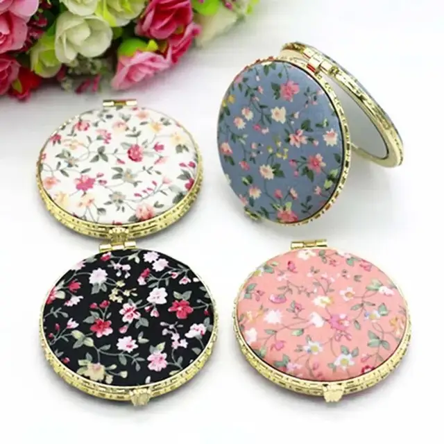 Mini Makeup Compact Pocket Floral Mirror Portable Two-side Folding Make Up Mirror Women Vintage Cosmetic Mirrors For Gift