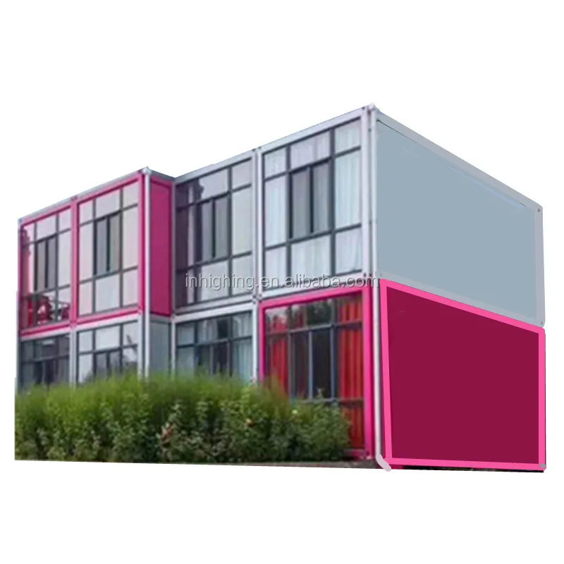 Easy quick assembly customize outdoor 2 bedroom luxury living villa tiny glass container prefab house