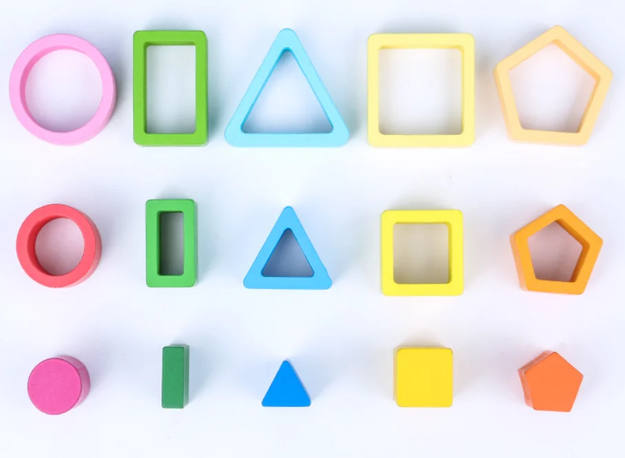 Wooden Building Blocks For Children Threading Puzzle Block Building ...