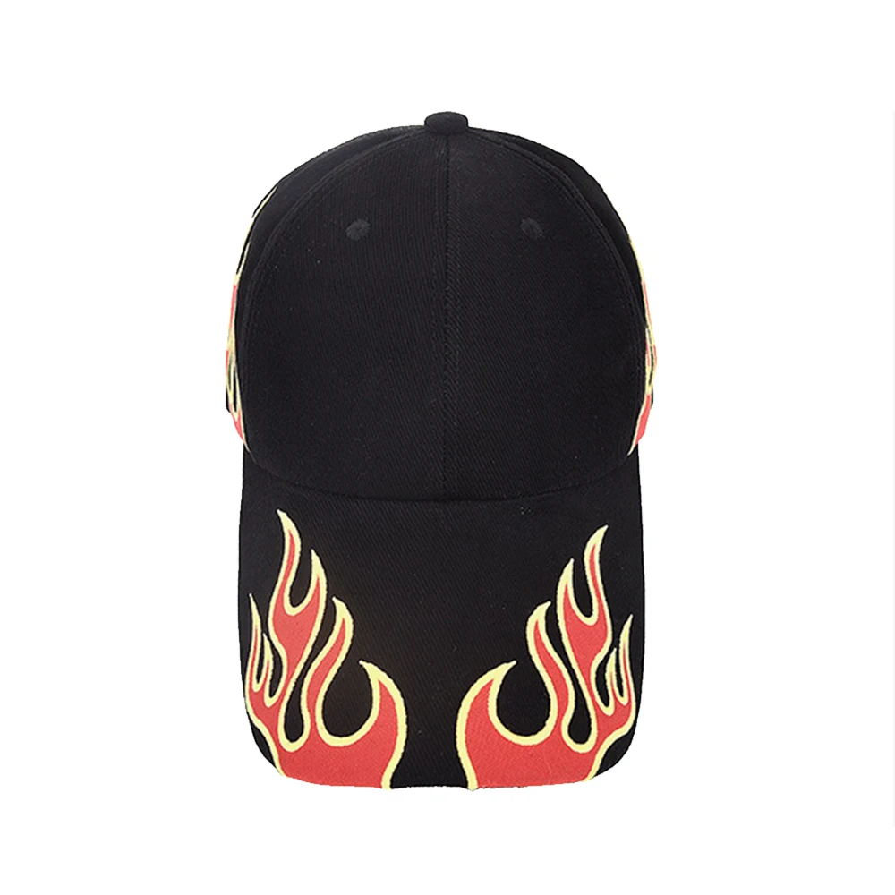 Customized Hat Full Black Hat Long Brim 10cm  Flame Style Baseball Cap