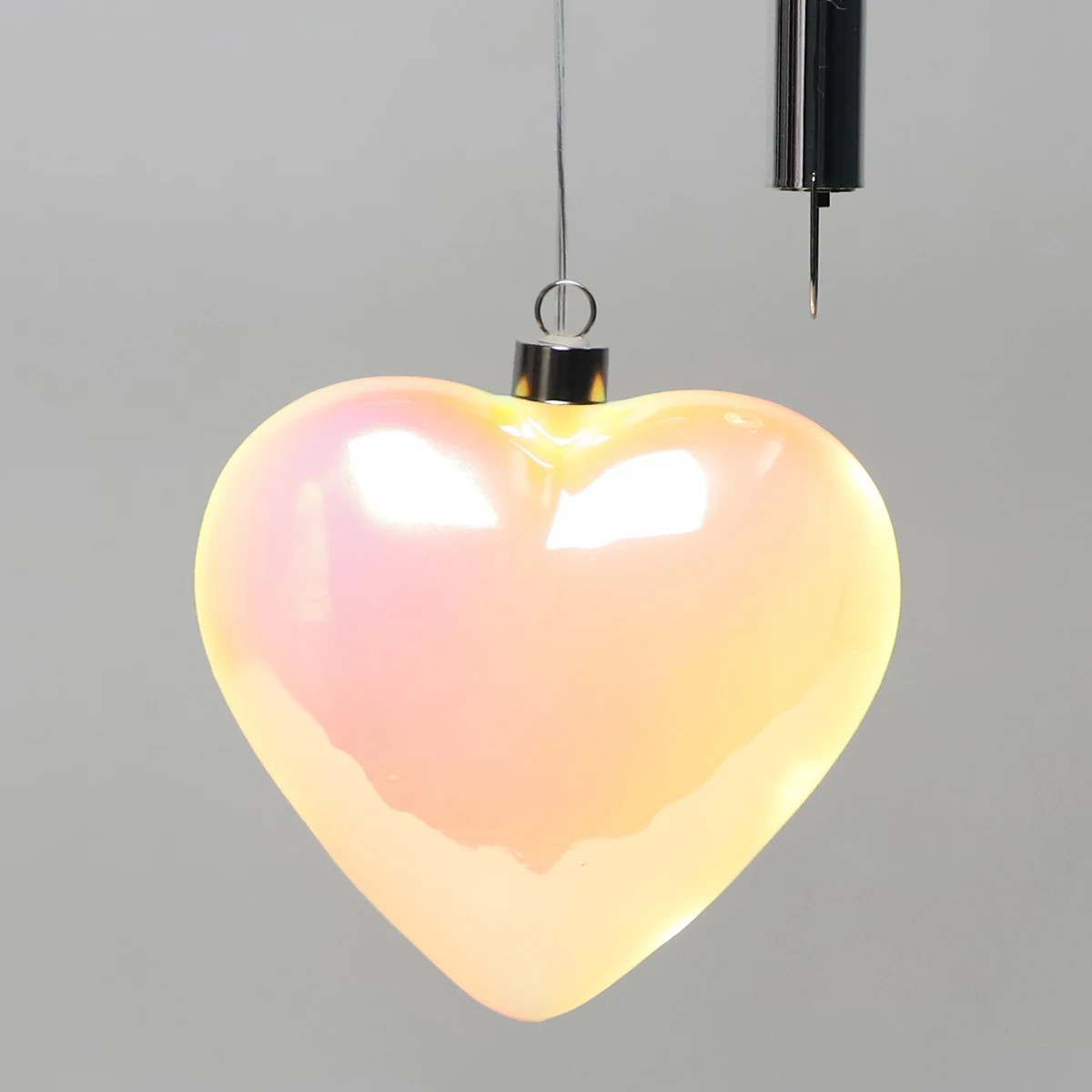 Home Decorations Glass Blown Ornament Rainbow Heart Shaped Hanging LED Decoration