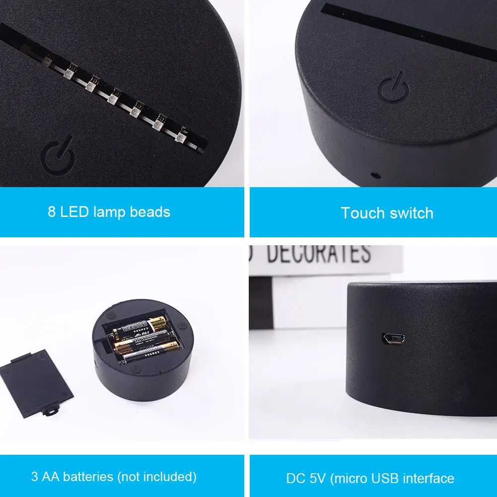 Vofull 3d Night Light Lamp Base For Acrylic Night Light Base Led 3d Led