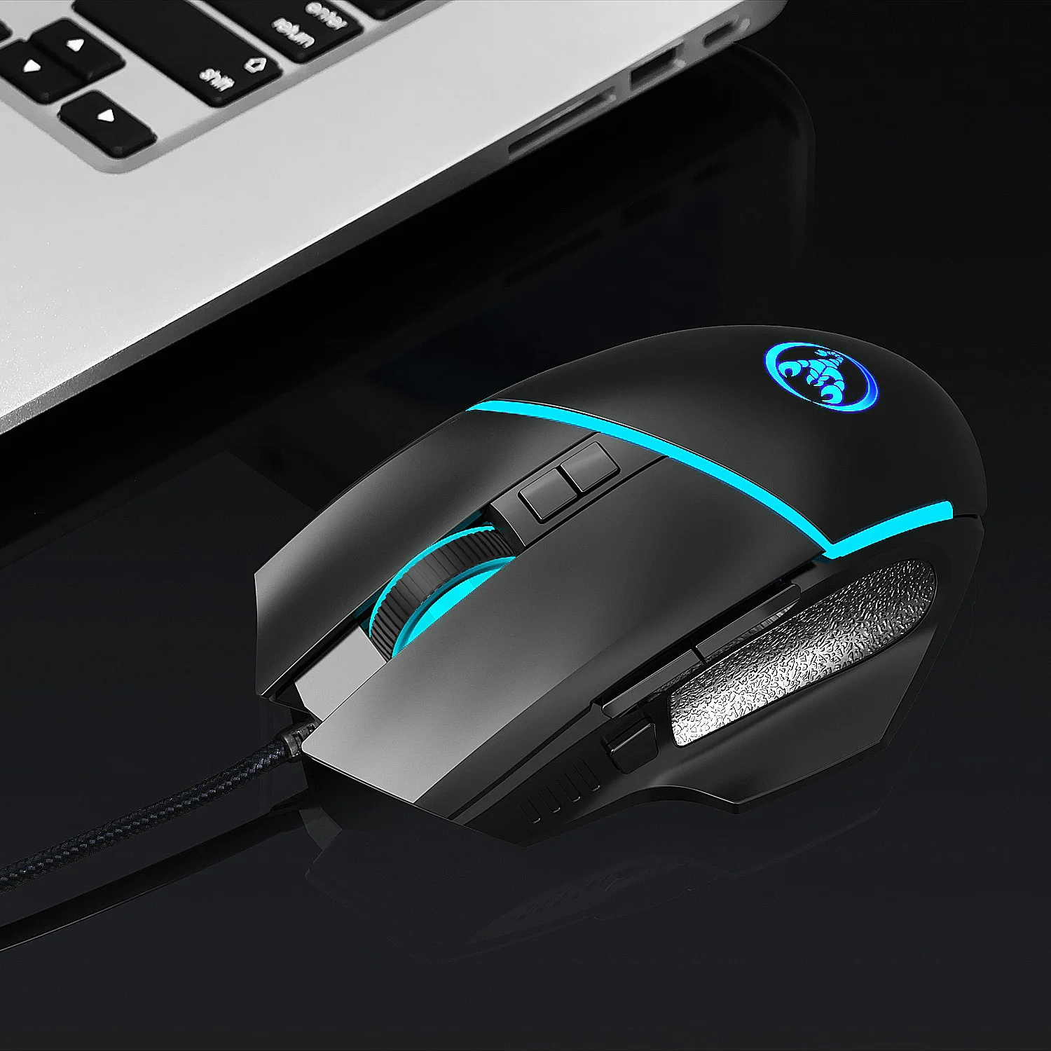 HSXJ A876 7 Color Synchronous Breathing RGB USB 6D Gaming Optical Mouse