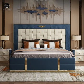Modern furniture bedroom upholstery fabric bed luxury Italian bedroom set