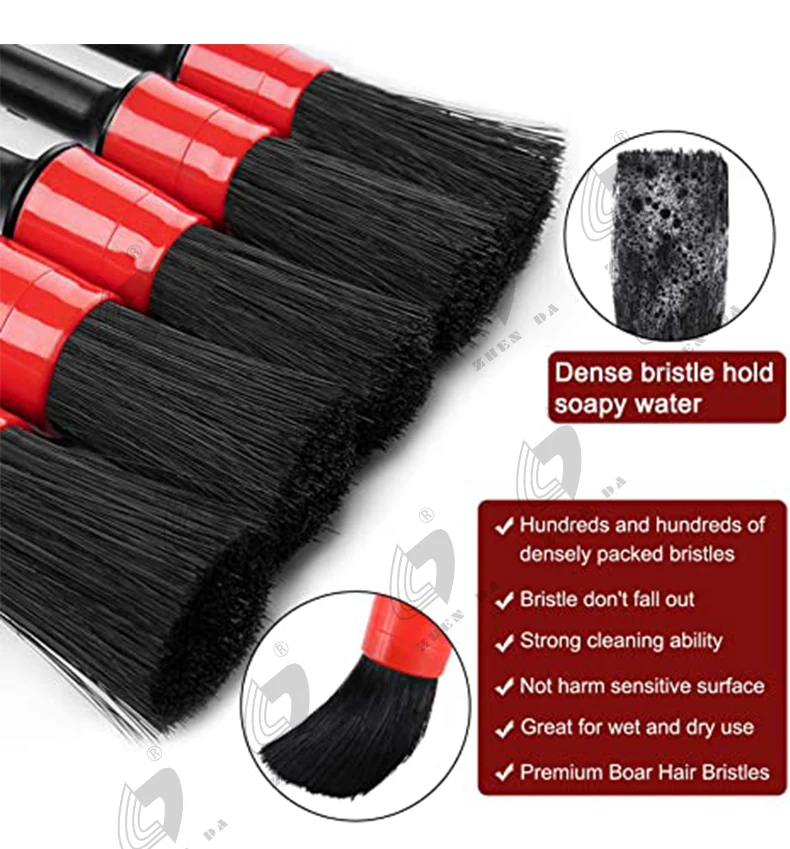 Manual PP Filament Car Detailing Brush Kit 5 Piece For Cleaning
