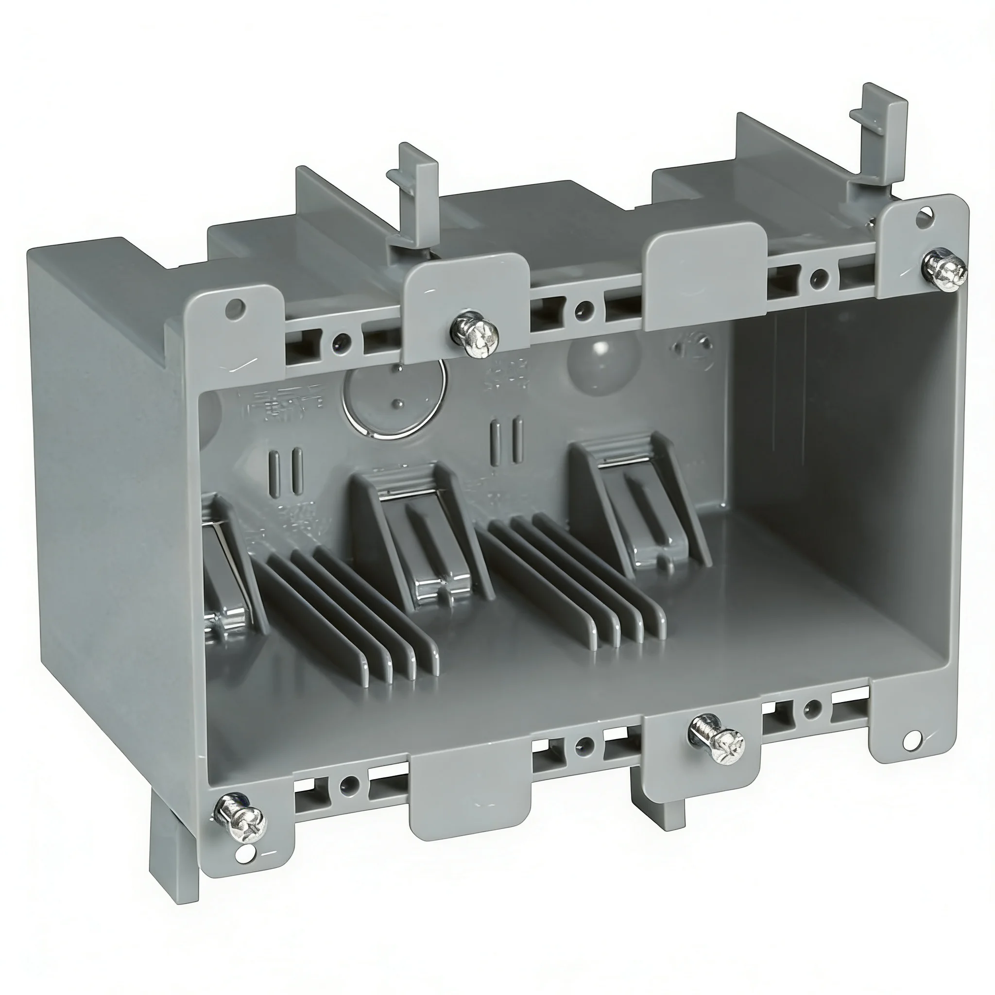 W355R Switch Outlet Box Old Work Carlon 3 Gang Blue Ear Brackets Wall PVC Clamp Junction Electrical Plastic Conduit Switch Box