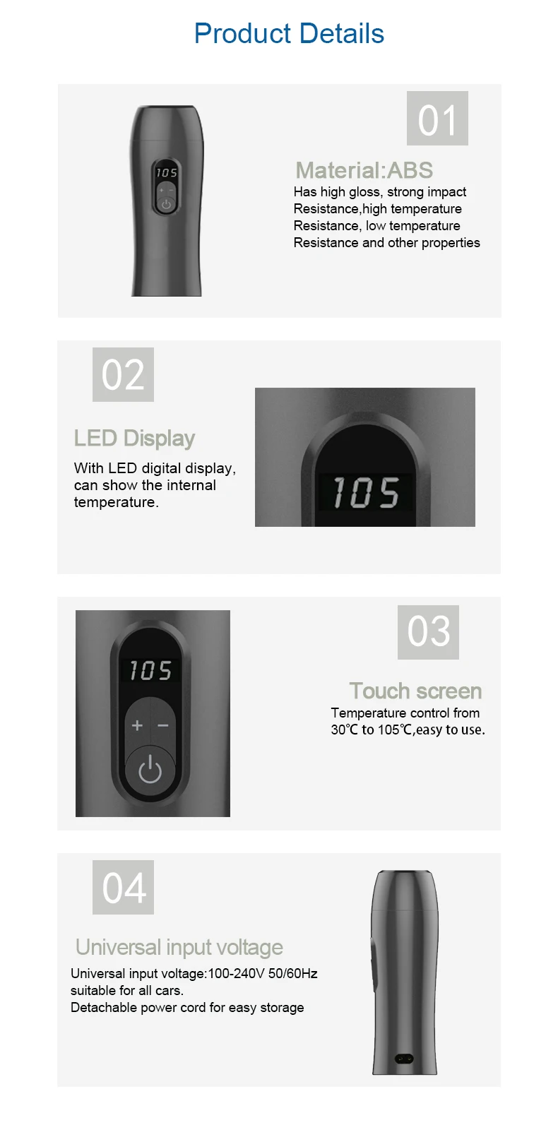 New Smart Touch Hair Removal Cartridge Wax Heater Portable Wax Roller