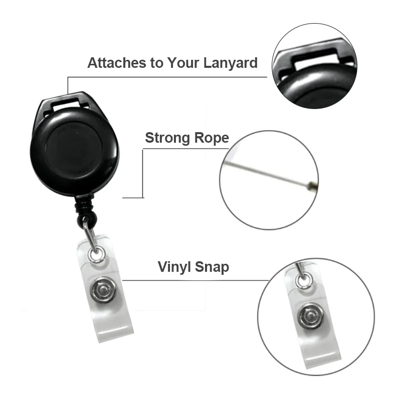 Bestom Premium Retractable Oval Badge Reel With Vinyl Snap Attaches To ...