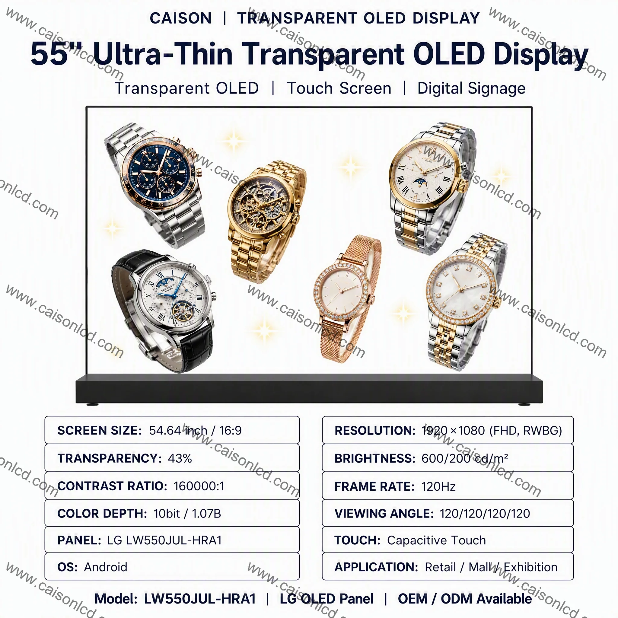 product 55 inch ultra thin transparent oled screen lw550jul hma21920rgb1080touch optionaldigital signage oled transparent display385-1