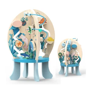 Toddler Toys Modern Wooden Ocean Theme Bead Box for Unisex Kids 24M+ Multifunctional Induction Educational Toy