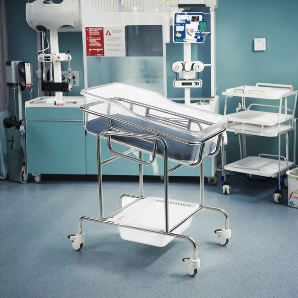 Premium Infant Medical Hospital Bed with Stainless Steel Frame Infusion Ready Foldable Modern Design for NICUs 3