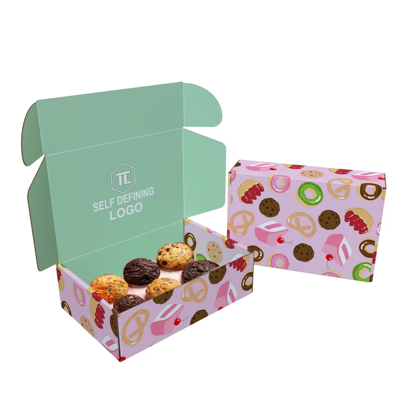 Boîte postale recyclée personnalisée, en gros, pour beignets et biscuits, boîte postale personnalisée pour beignets, boîte d'emballage de boulangerie personnalisée pour beignets