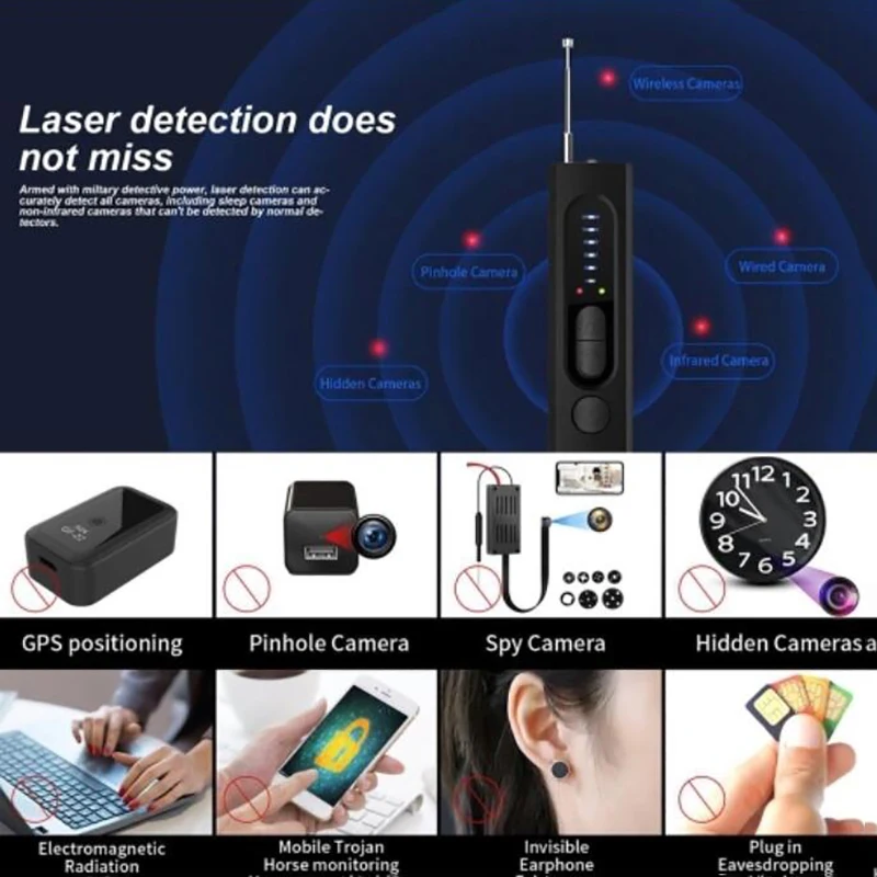 NEW Style Camera Finder Hidden Camera Detector Anti Spy Detector RF Scanner Detector for GPS Tracker Wireless Listening Device