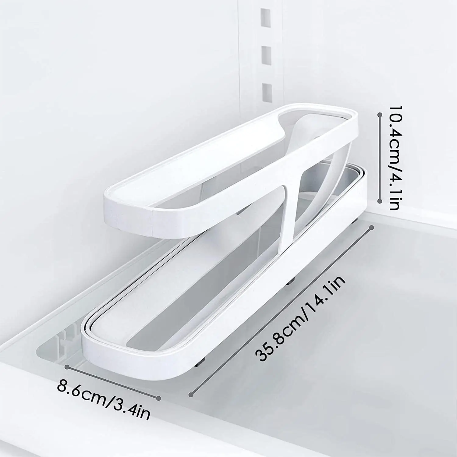 Plastic White Fridge Large Capacity Auto Rolling Egg Dispenser Organizers Rolldown Fridge Egg Holder for Refrigerator
