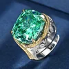Bague ajustable en or blanc, coupe nid d'oiseau, vert Parra.
