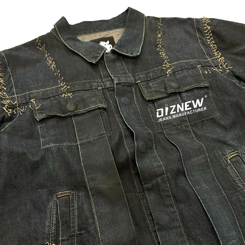 DiZNEW Factory OEM wholesale high quality men's cotton jeans jackets custom printed men's denim jackets jean jacket supplier