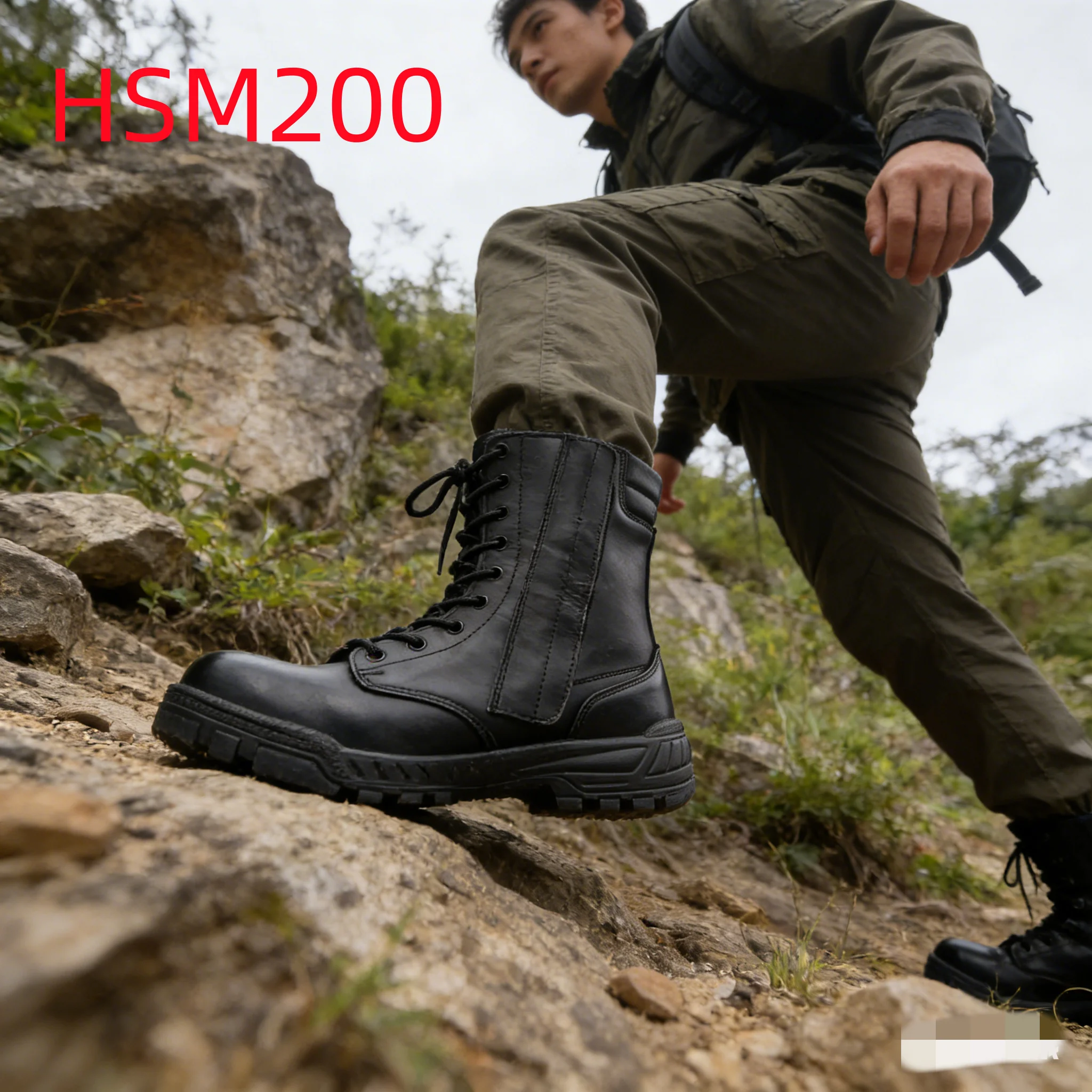 HY,Extreme Climate Training Special Magic Tape Design Tactical Gear Boots No-marking Outsole 8 Inch Combat Boots for Sale HSM200
