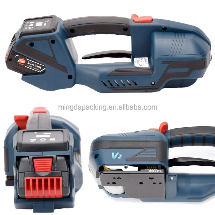 V2 Made in China Battery Powered Operated Plastic Strapping Tool Machine for pp Pet Strap