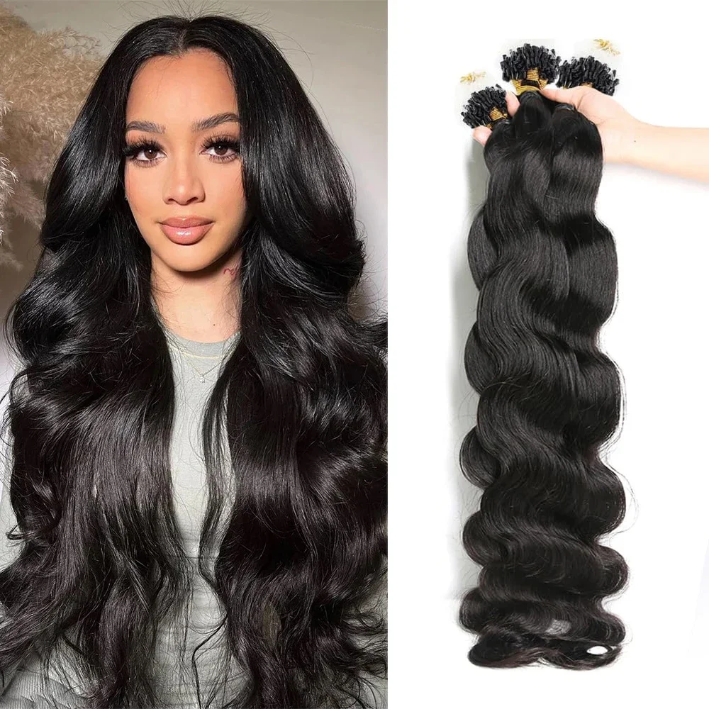 Extension per capelli umani Body Wave Micro Loop da 16-26 pollici per donne_voghion.com