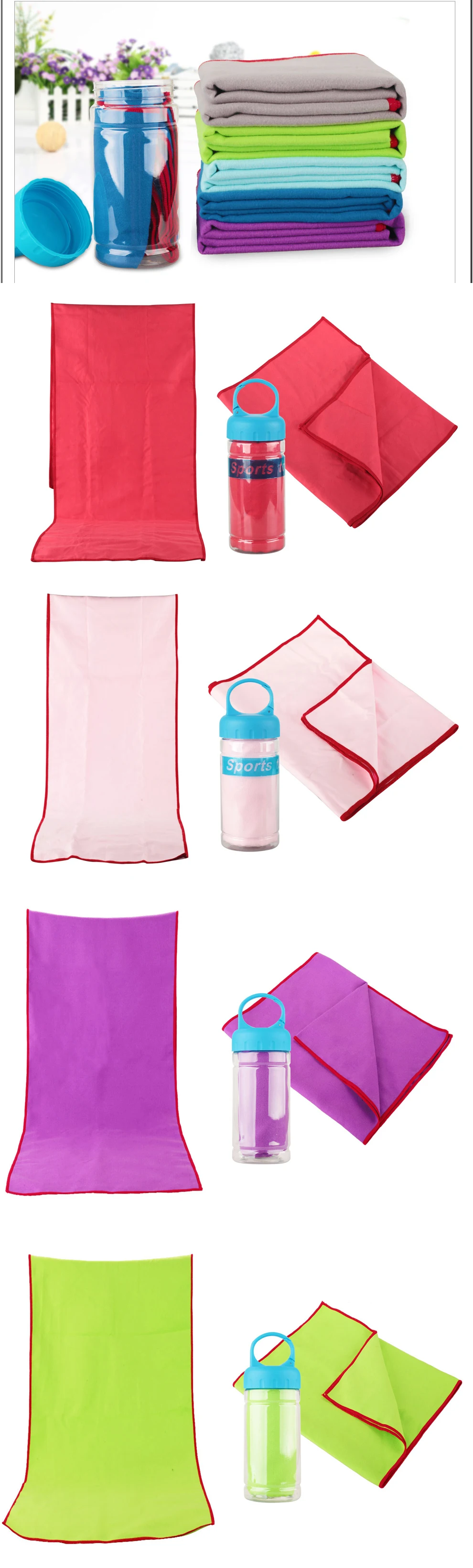 Wholesale Custom Fast Dry Microfiber Sports Towel with Bottle Packaging for Gym Use details