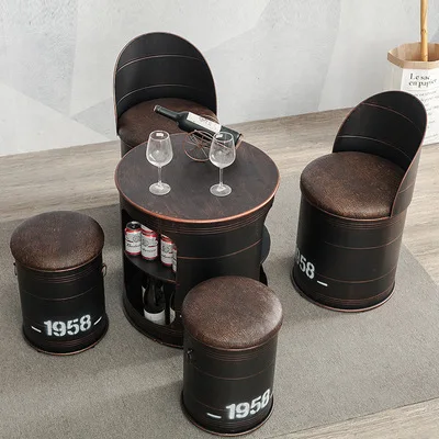 Табурет с масляным барабаном, барный стул в индустриальном стиле ретро, Ностальгический металлический табурет, стул, креативный масляный барабан, стол и стул в комбинации