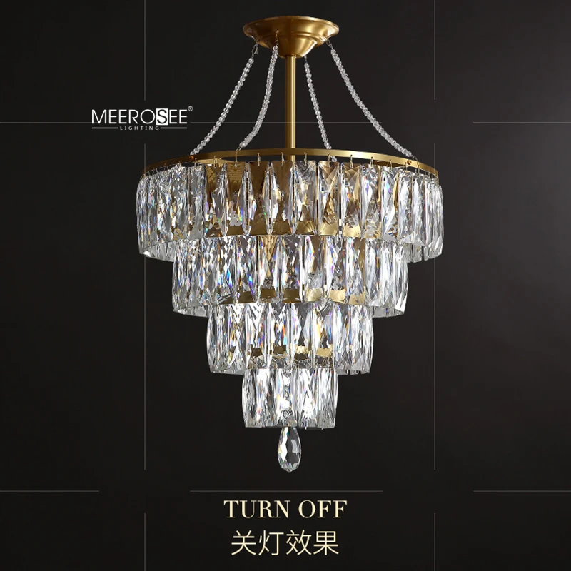 Meerosee Multi Faceted K9 Crystal Chandelier Copper/ Gold Colored Metal Chandeliers Lamp Body Decorative Lighting MD86820