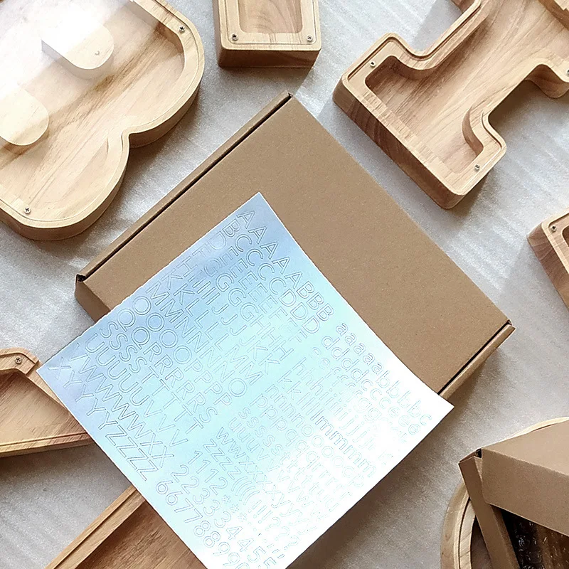 Деревянная копилка для детей 26 букв с прозрачной