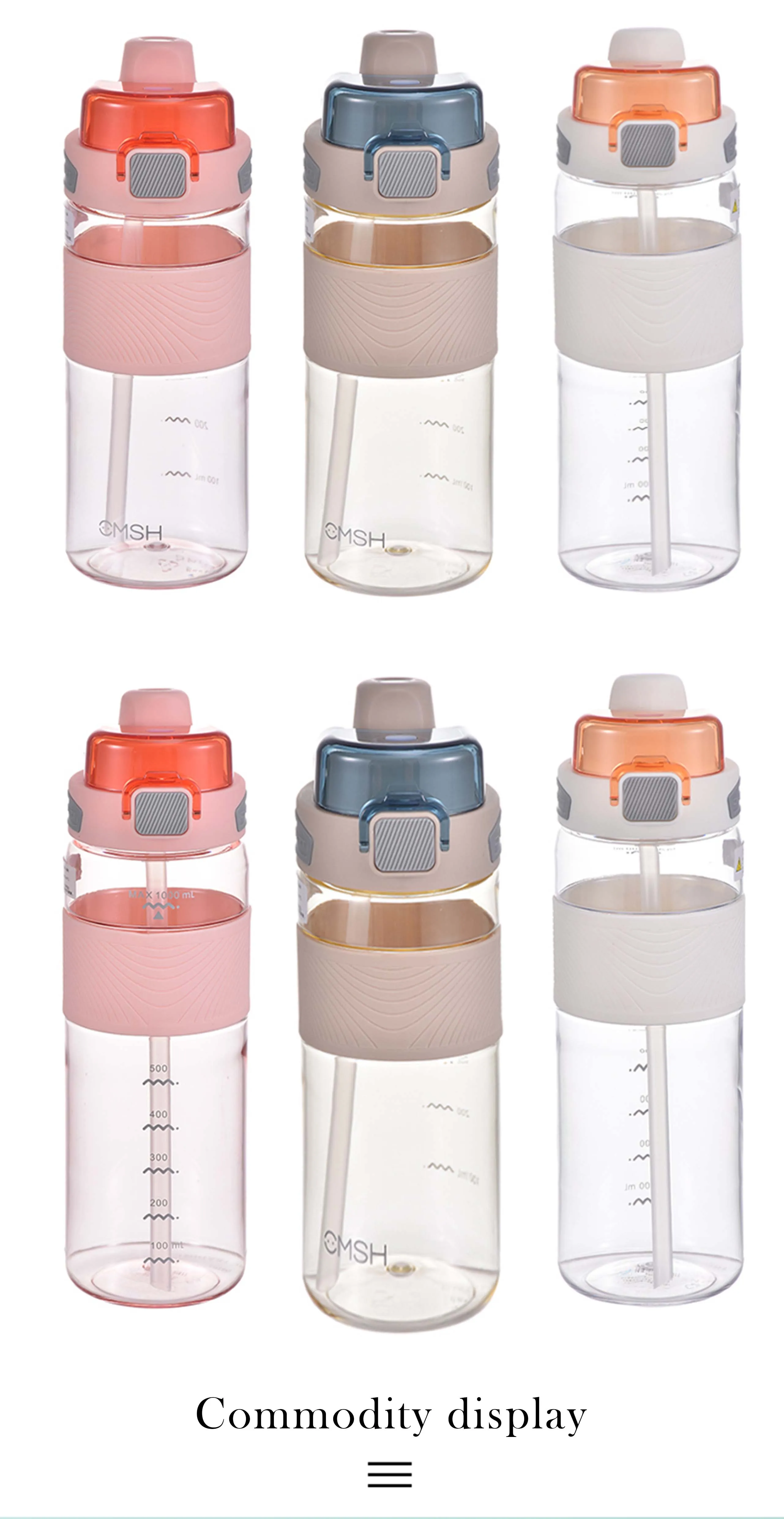 Unisex High-Temperature Resistance Double Straws Water Bottle Large Capacity Direct Drinking Plastic Drinkware for Summer
