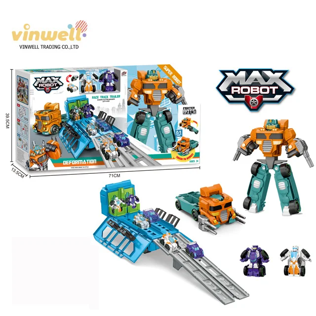 3 Color Max Robot Tractor Game Car Game with Carriage and Flash Deformation Robot Car