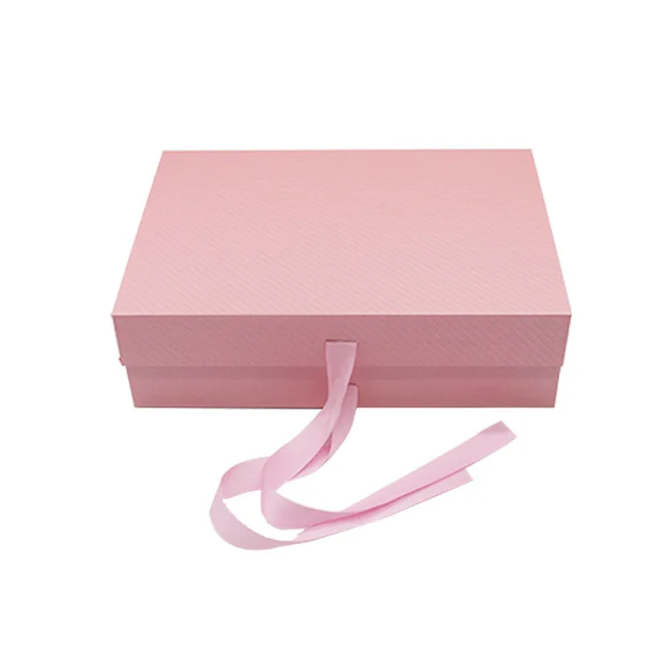 Jinayon Custom Pure Pink Rigid Box Magnetic Box with Pink Ribbon Logo Customized Recyclable factory