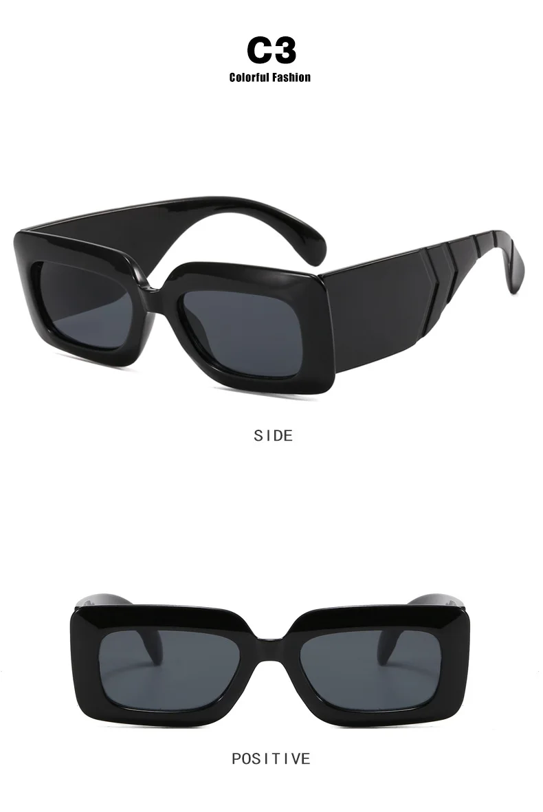 Original Sun Glasses Women Fashion Wide Leg Snake Marble Shades Square Eyewear Plastic Vintage