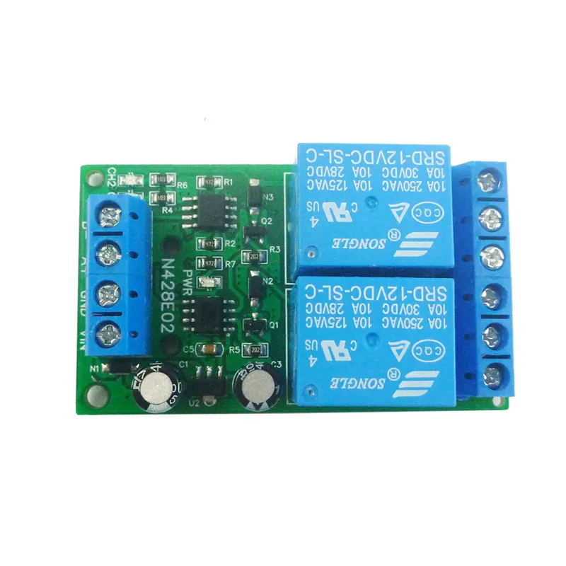 2ch 12VDC RS485 Modbus RTU Relay PC UART Serial Port Switch for Motor PLC Camera Industrial Control System N428E02