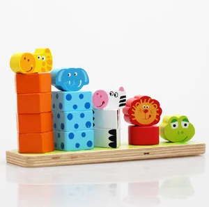 EDULAND Unisex New Design Wooden Animal Stacking Building Blocks Educational Early Education DIY Model Toy Kids Blocks