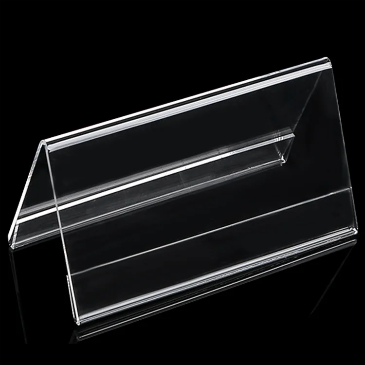 Acrylic Desktop Business Card Table Number Holder Stand V Shape Office Desk Name Plate Sign Holder