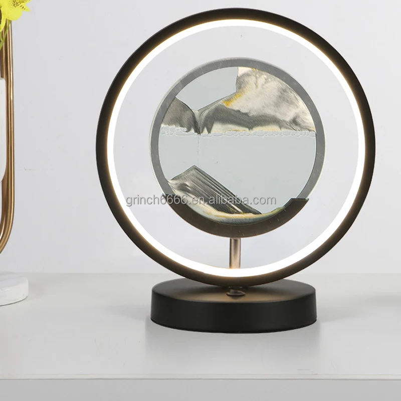 Moving Sand Art Picture Round Glass 3D Deep Sea Sandscape in Motion Display 