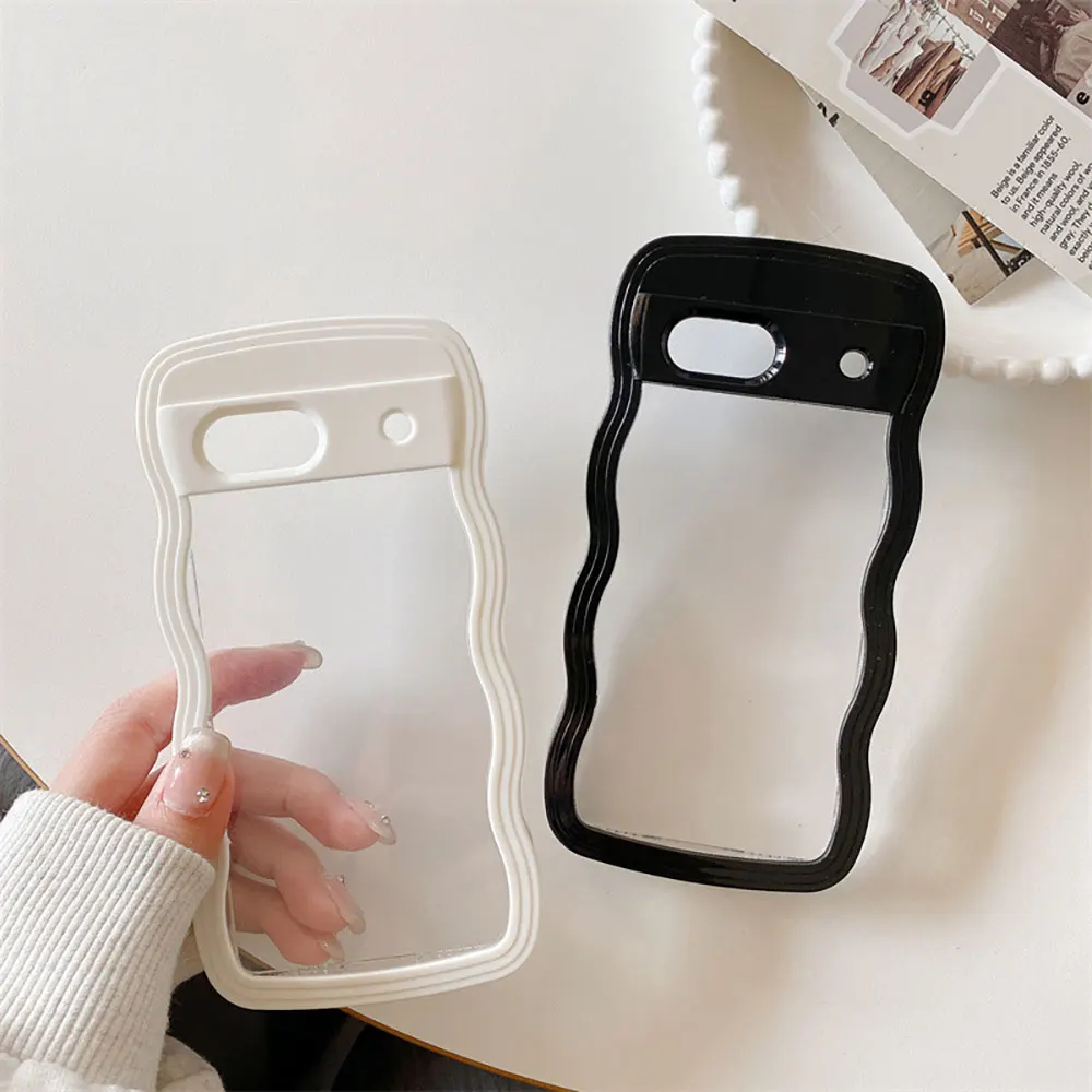 Laudtec Sjk718 Clear Phone Case Color Frame Ripple Slim Lightweight Simple Business Transparent Cover For Google Pixel 9 8 7 A