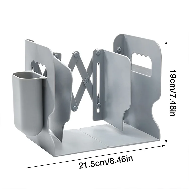 B2C Platform Expandable Bookends With Pen Holder Custom Modern Bookends Book Stand Bookshelf