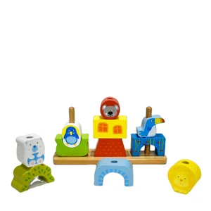 Wooden Animals Geometric Column Wooden Stacking Toys Column Matching Trailer