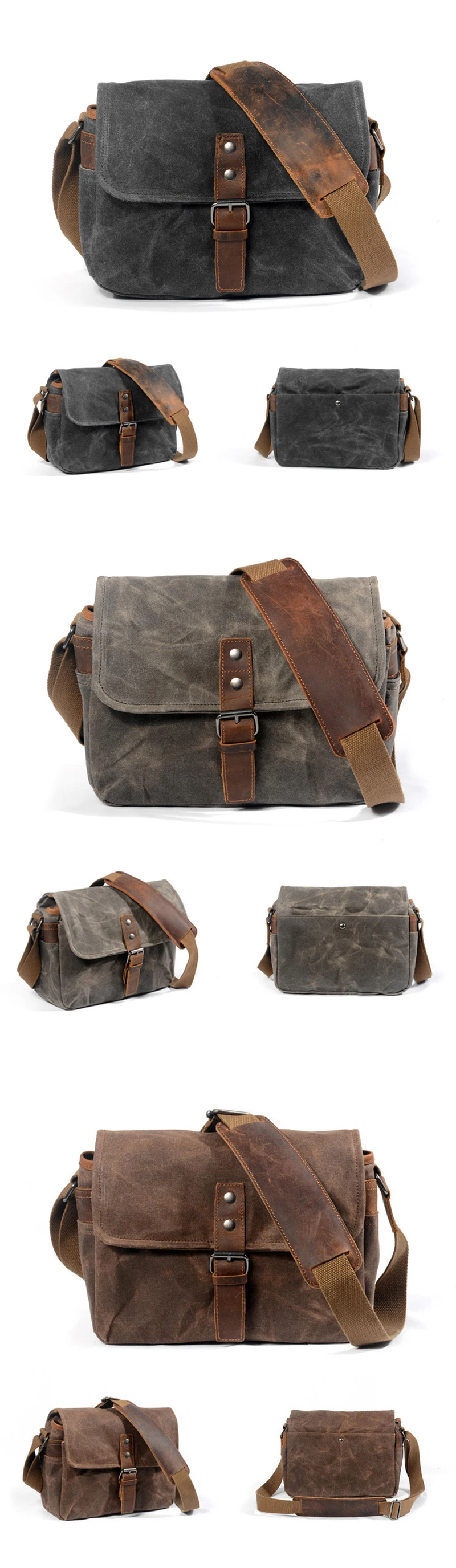 High Quality Waterproof Wax Canvas Material Single Shoulder Crossbody