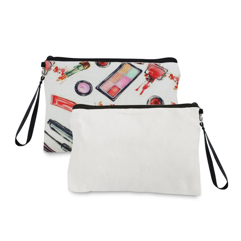 Sublimation Blank Cosmetic Bag Cotton Linen Makeup Bag Customized