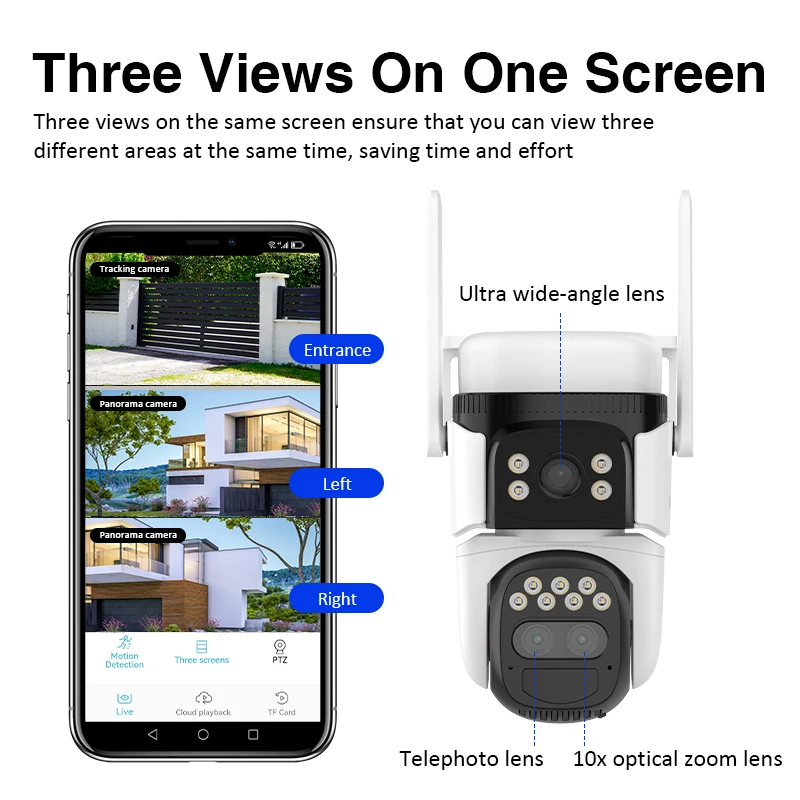 Vstarcam BG621TR 4K Dual Lens Three View Solar Camera Outdoor Audio Night Vision Human Tracking 10X Zoom 4G PTZ Solar Camera