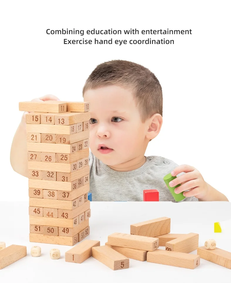 New Wooden Digital Layered Building Blocks Parent-child Interactive ...