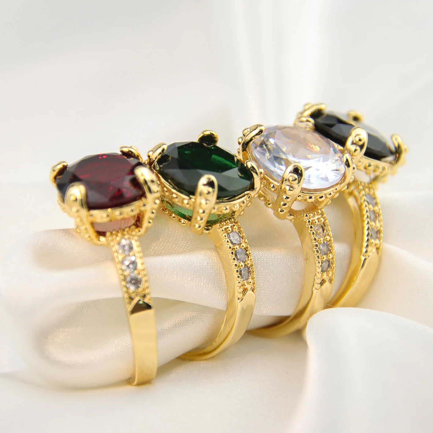 Gold Plated Ring Stone Gold Ring Design For Female Elegant Design