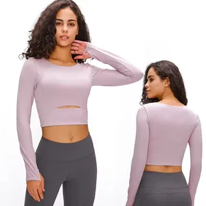 Roregal Fitness New Style Long Sleeve Women  Slim Fit Gym  Workout Yoga Tops Gym Top Yoga Wear