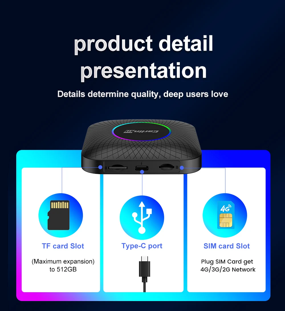 Carlinkit Ai Box - Custom Tbox Ambient 8G 128gb USB Dongle