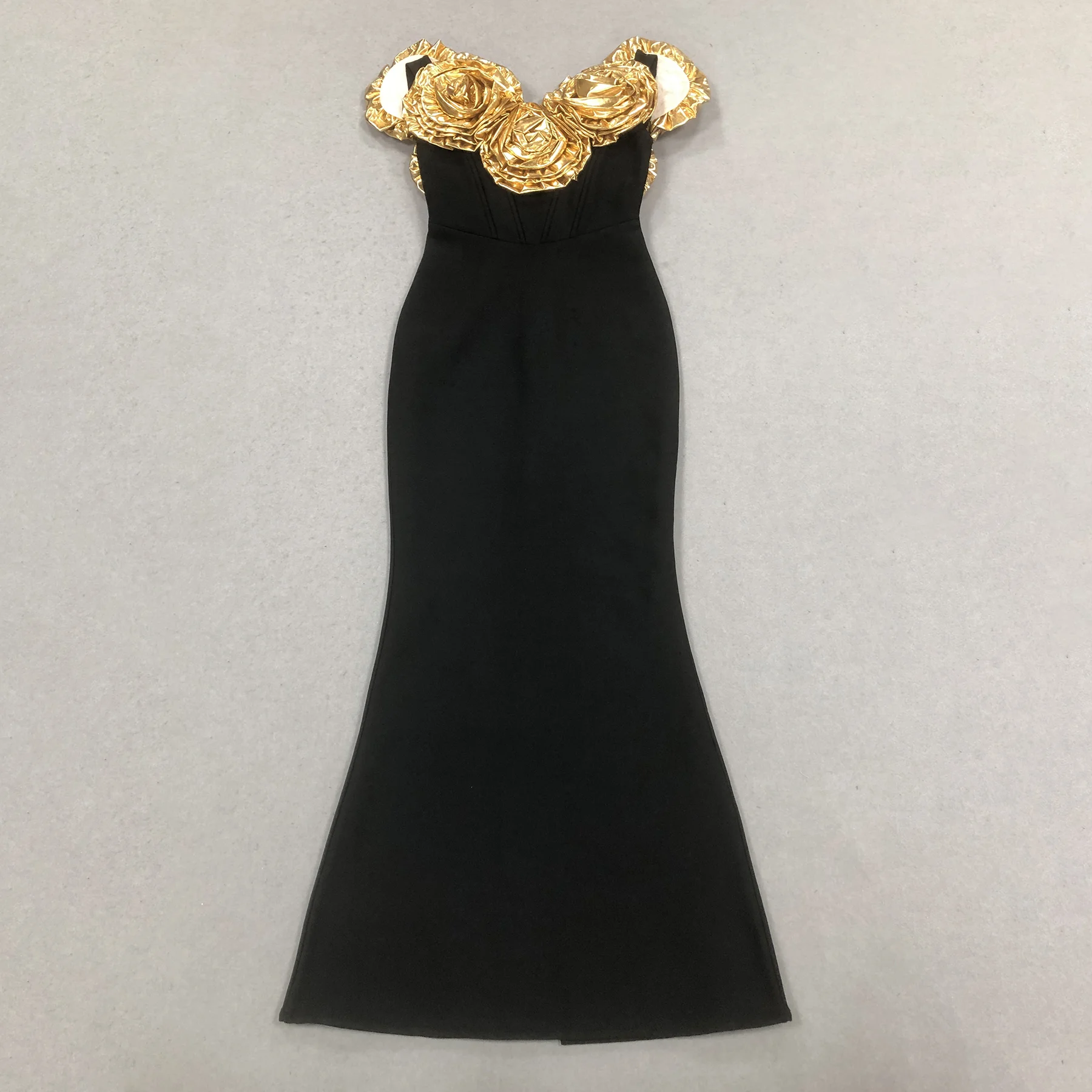 green emerald velvet dress Primavera Couture 4343 Black Gold Prom Dress sizes 00, 16 Black Gold Long  Beaded V Neck Corset Prom Dress Pageant Gown Slit Sequin main image 0