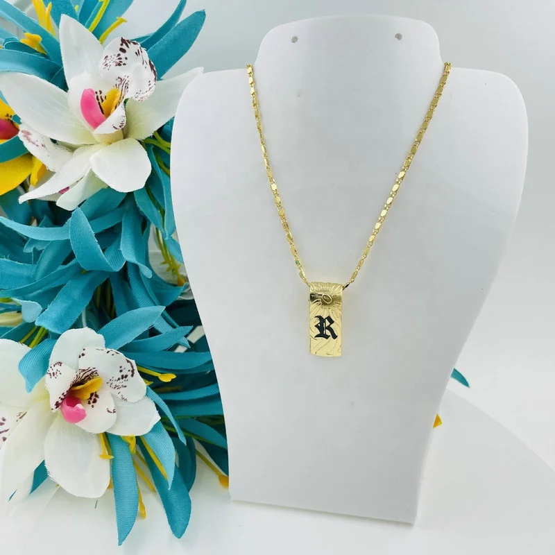 JX242 Customize Name Ring Initial Vertical Necklace Bracelet Set Hawaiian Samoa Jewelry Wholesale Personalized Birthday Gift